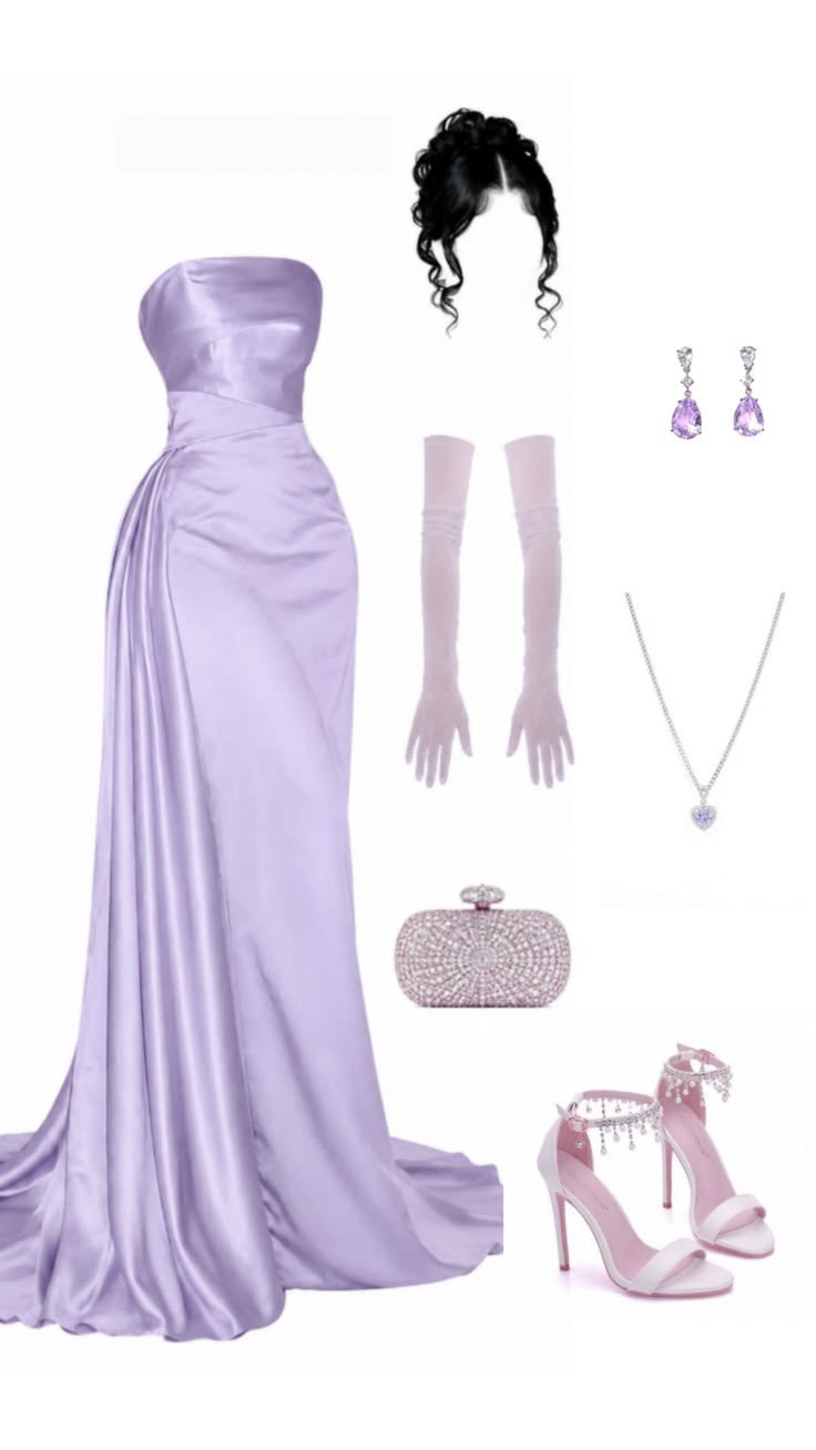 Strapless Lilac Mermaid Satin Long Prom Dresses LTP82760