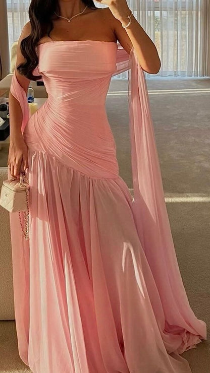 Strapless Mermaid Chiffon Formal Prom Dress,LTP4468