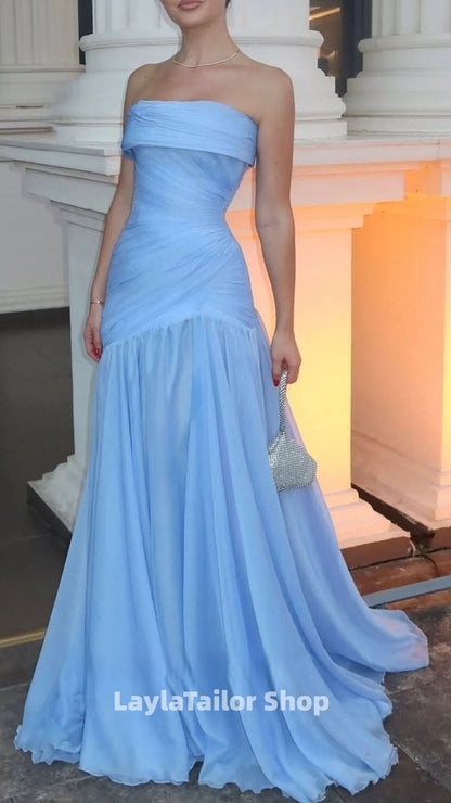 Strapless Mermaid Chiffon Formal Prom Dress,LTP4468