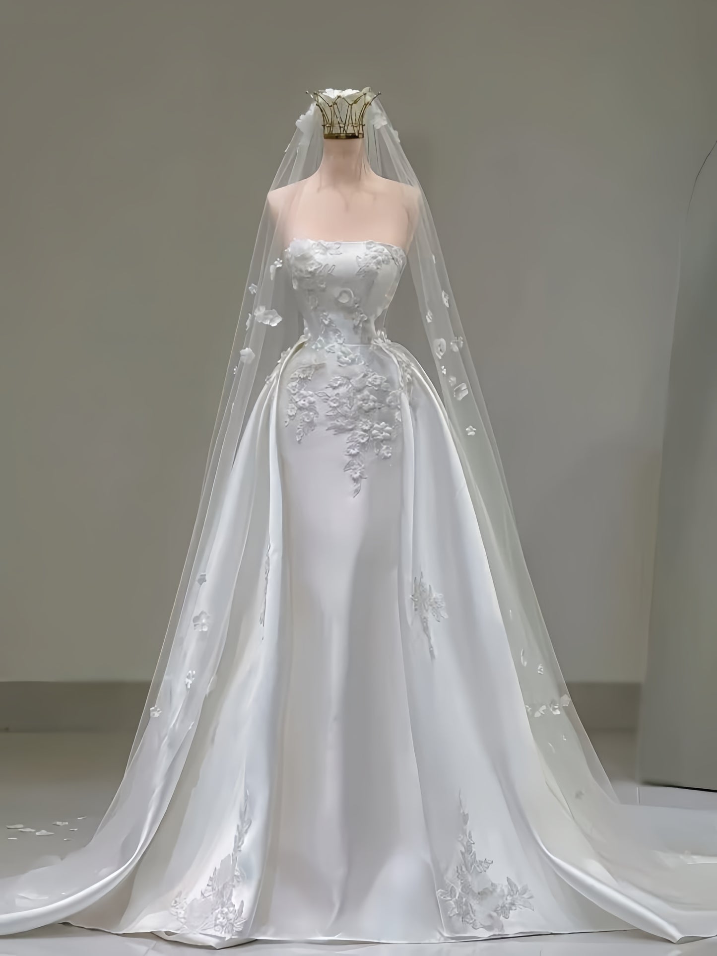 Strapless White Floral Wedding Gown Bridal Dresses, LTP3793