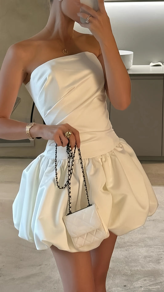 Strapless White Mini Homecoming Dresses Short Wedding Dress,LTP3864