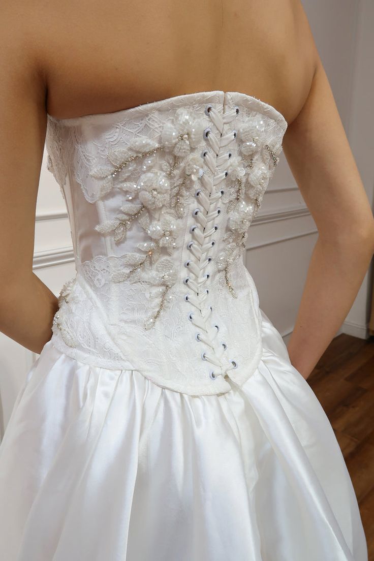 Vintage White Wedding Dress | Strapless Lace Satin Bridal Gown Laylatailor Shop Vintage White Wedding Dress | Strapless Lace Satin Bridal Gown Laylatailor Shop