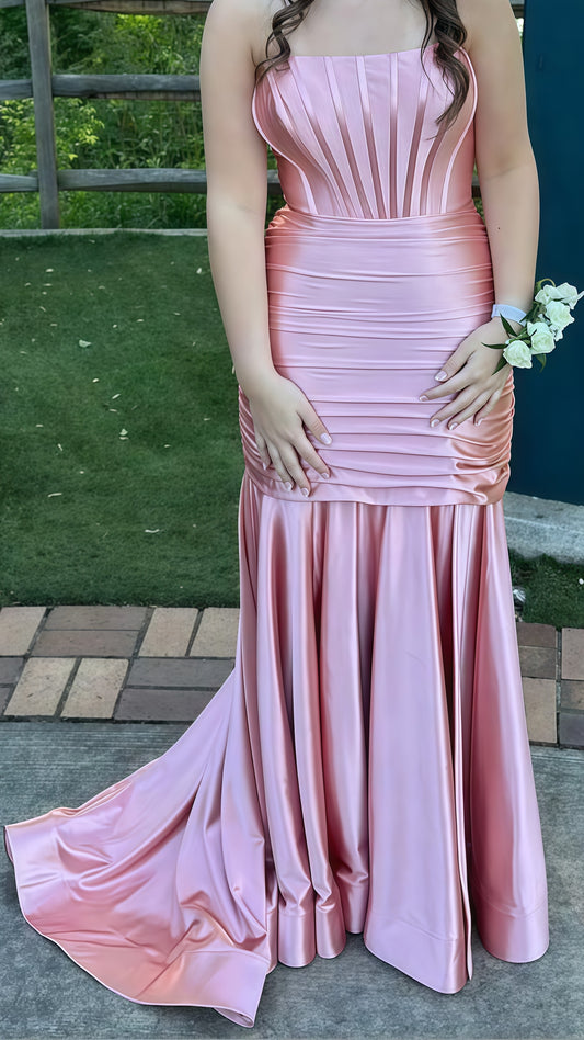 Strapless Mermaid Sleeveless Prom Dresses,LTP3434