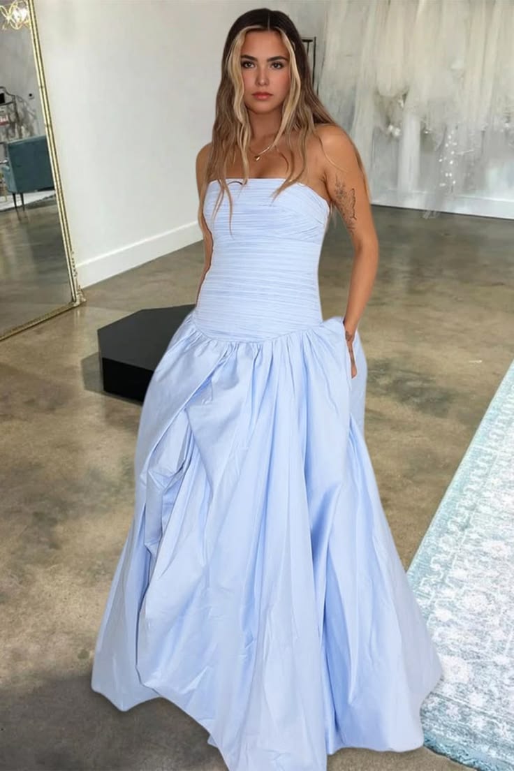 Pink Prom Dress with Slit | Strapless A-Line Formal Gown Laylatailor Shop Pink Prom Dress with Slit | Strapless A-Line Formal Gown Laylatailor Shop