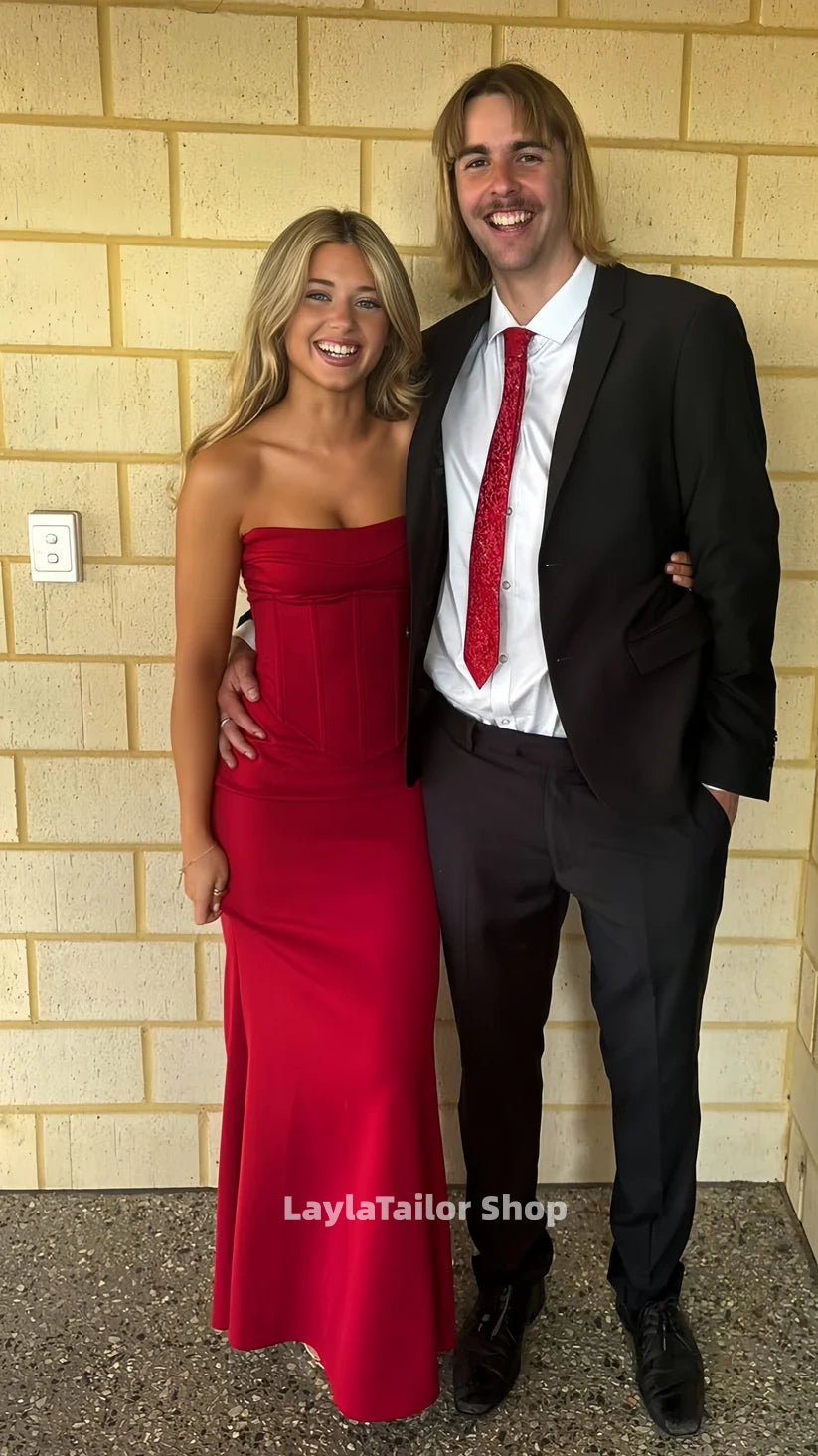 Strapless Red Mermaid Prom Dress - Long Formal Gown