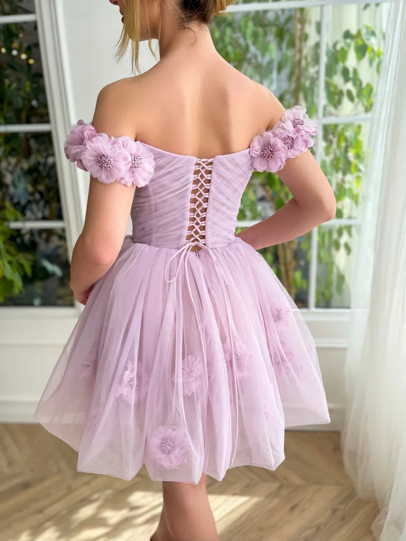 Stunning Lilac Floral Homecoming Dresses Mini School Dance Dress, LTP2936