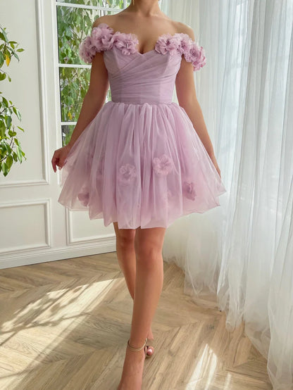 Stunning Lilac Floral Homecoming Dresses Mini School Dance Dress, LTP2936