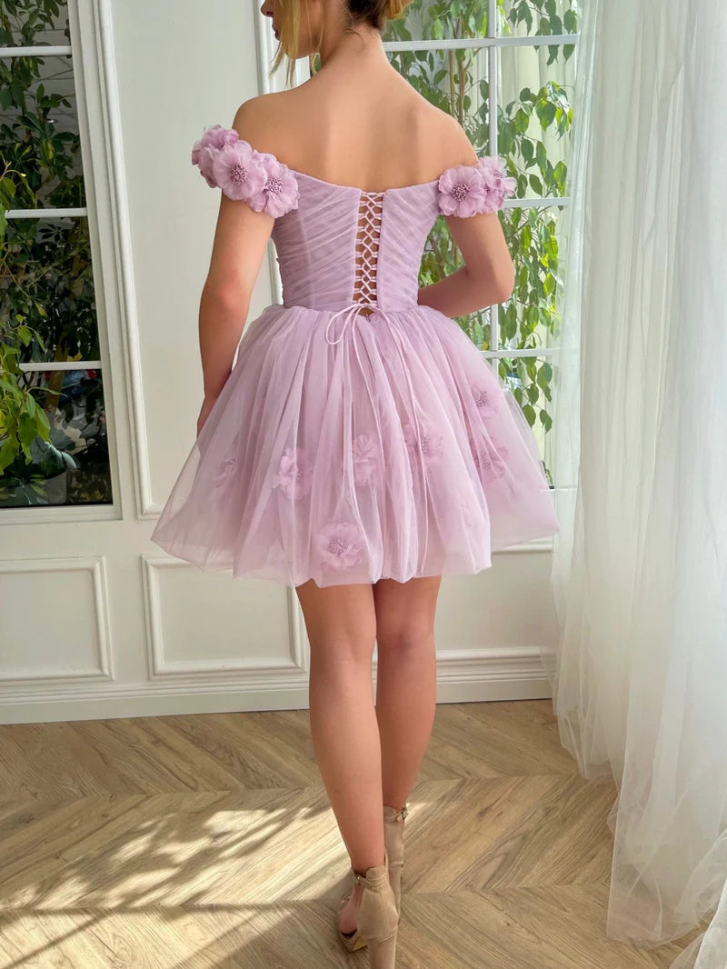 Stunning Lilac Floral Homecoming Dresses Mini School Dance Dress, LTP2936