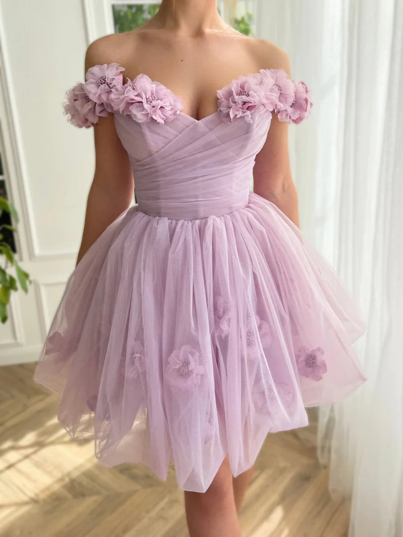 Stunning Lilac Floral Homecoming Dresses Mini School Dance Dress, LTP2936