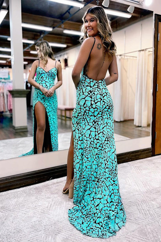 Stylish Hot Pink Spaghetti Straps Sequin Mermaid Prom Dresses