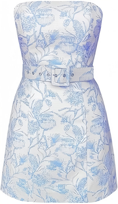 Summer Floral Homecoming Dresses Lace Up Back Short Prom Dress, LTP3937