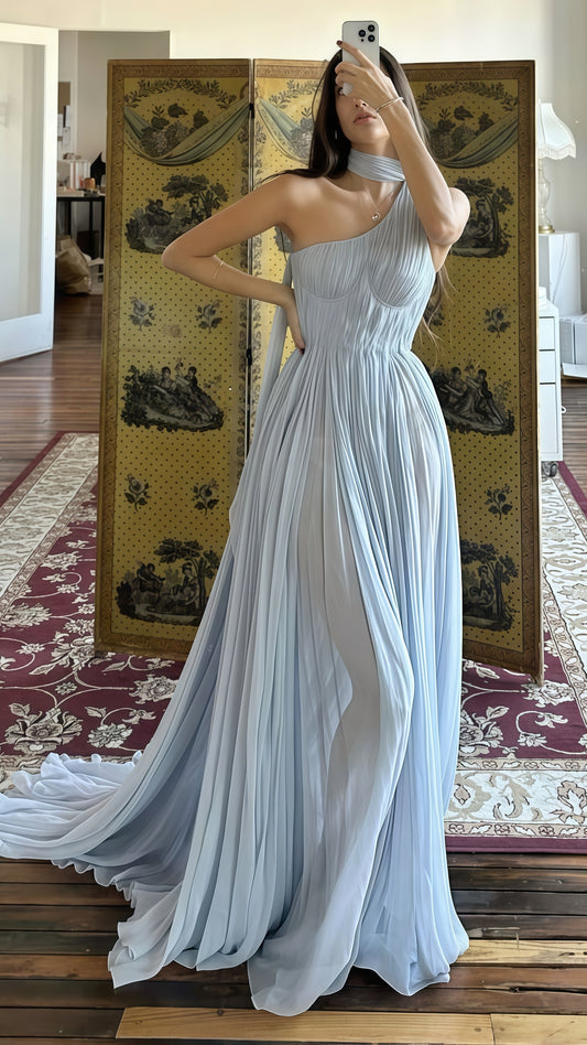 Summer Party Dress, Chiffon Prom Dress, Pleated Evening Dress,LTP3658