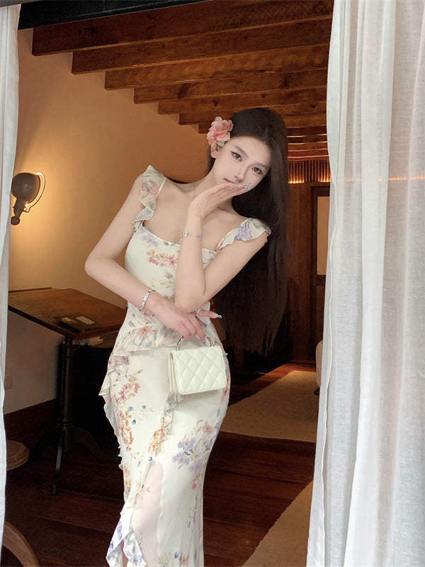 Fast Delivery Summer Holiday Chiffon Floral Party Evening Dress Soft Prom Gown, LTP2960