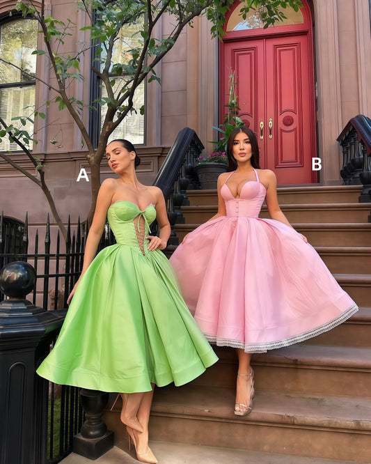 Sweet A-Line Midi Dress, Tea Length Party Dress, School Homecoming Dress, LTP3742