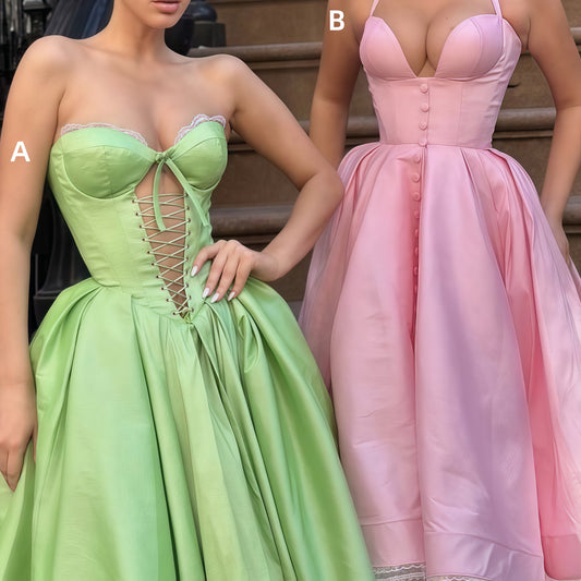 Sweet A-Line Midi Dress, Tea Length Party Dress, School Homecoming Dress, LTP3742