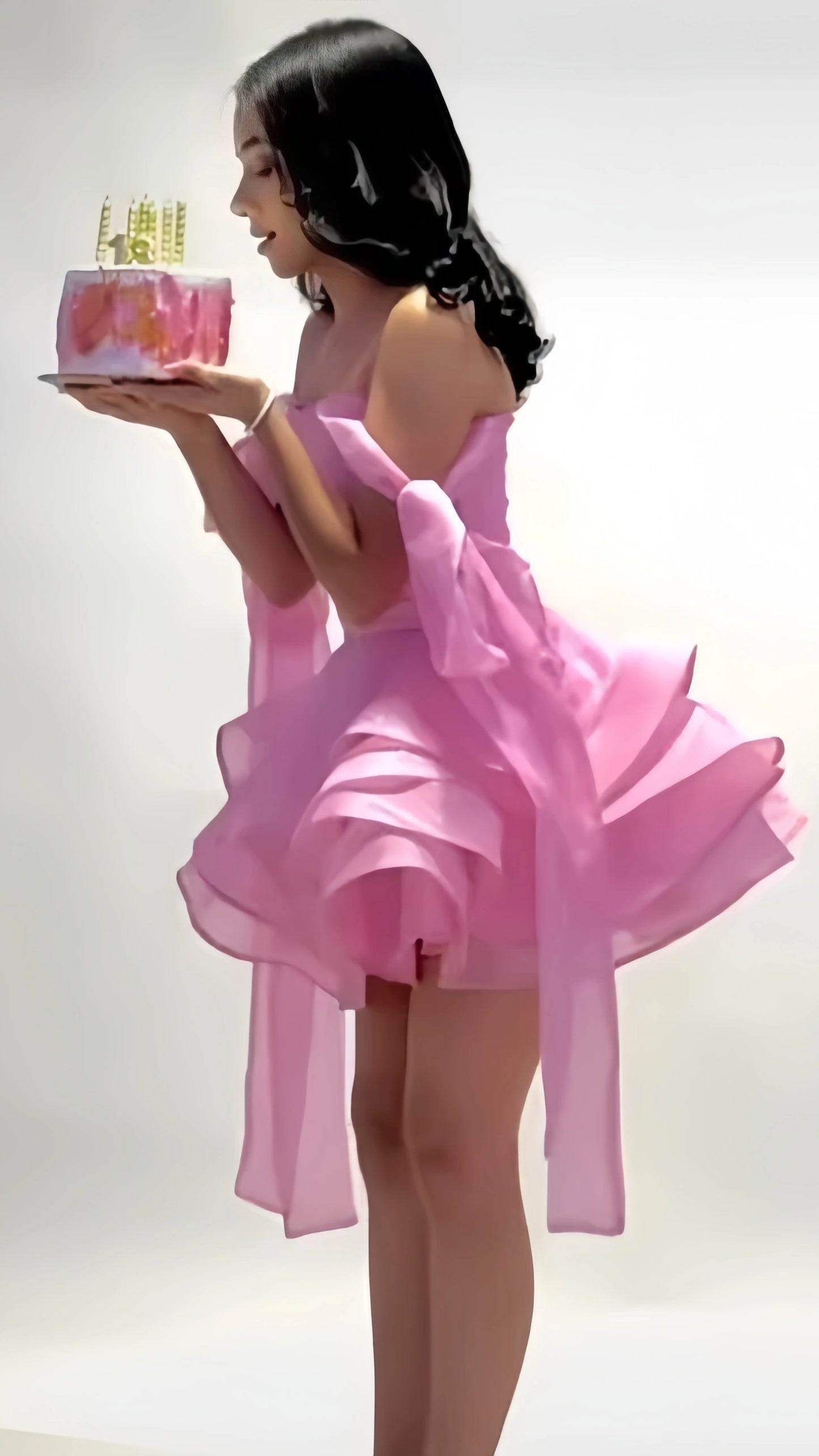 Sweet Birthday Party Dresses Off The Shoulder Pink Chiffon Mini Short Formal 8th Grade Homecoming Dresses Summer Middle School Hoco Dress Homecoming Outfits Celebration Outfit ,LTP3845