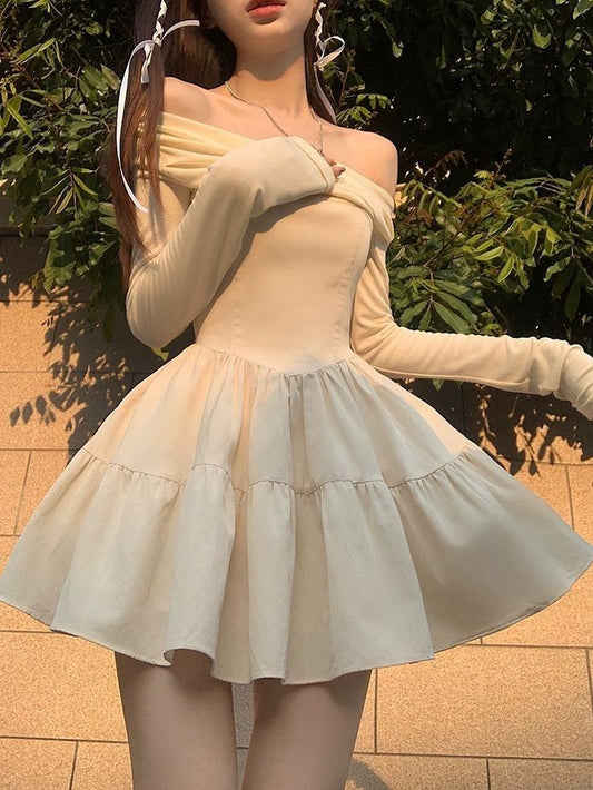 Sweet Off The Shoulder Homecoming Dresses With Long Sleeves,LTP3900