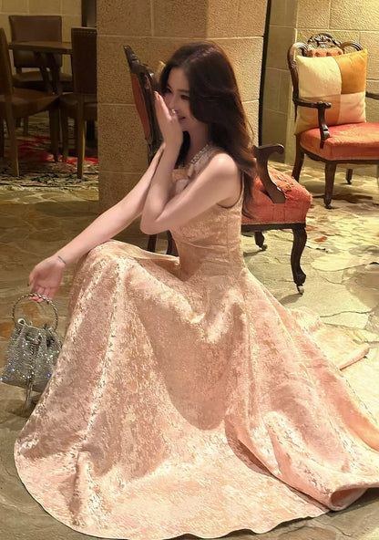 Sweet Pink Floral Print Birthday Party Dresses Beaded Senior Prom Dress,LTP4385