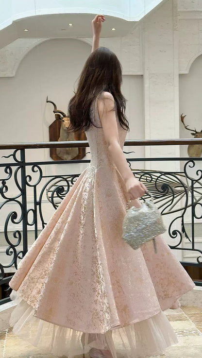 Sweet Pink Floral Print Birthday Party Dresses Beaded Senior Prom Dress,LTP4385