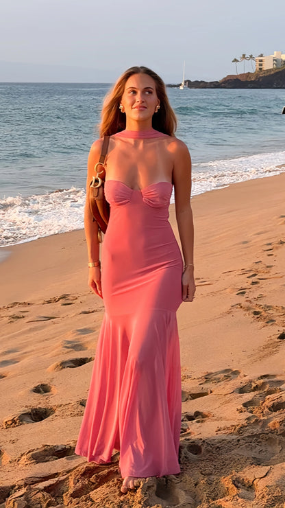 Sweet Pink Sheath Long Evening Prom Dresses,LTP4066