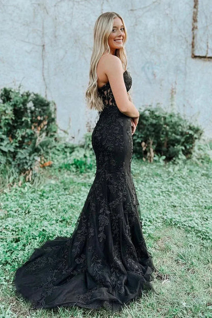 Sleeveless Appliques Mermaid Long Prom Dress