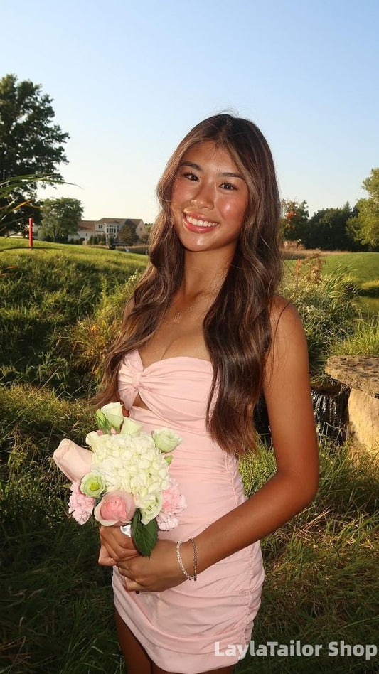 Sweetheart Pink Homecoming Dress Bodycon Hoco Dresses