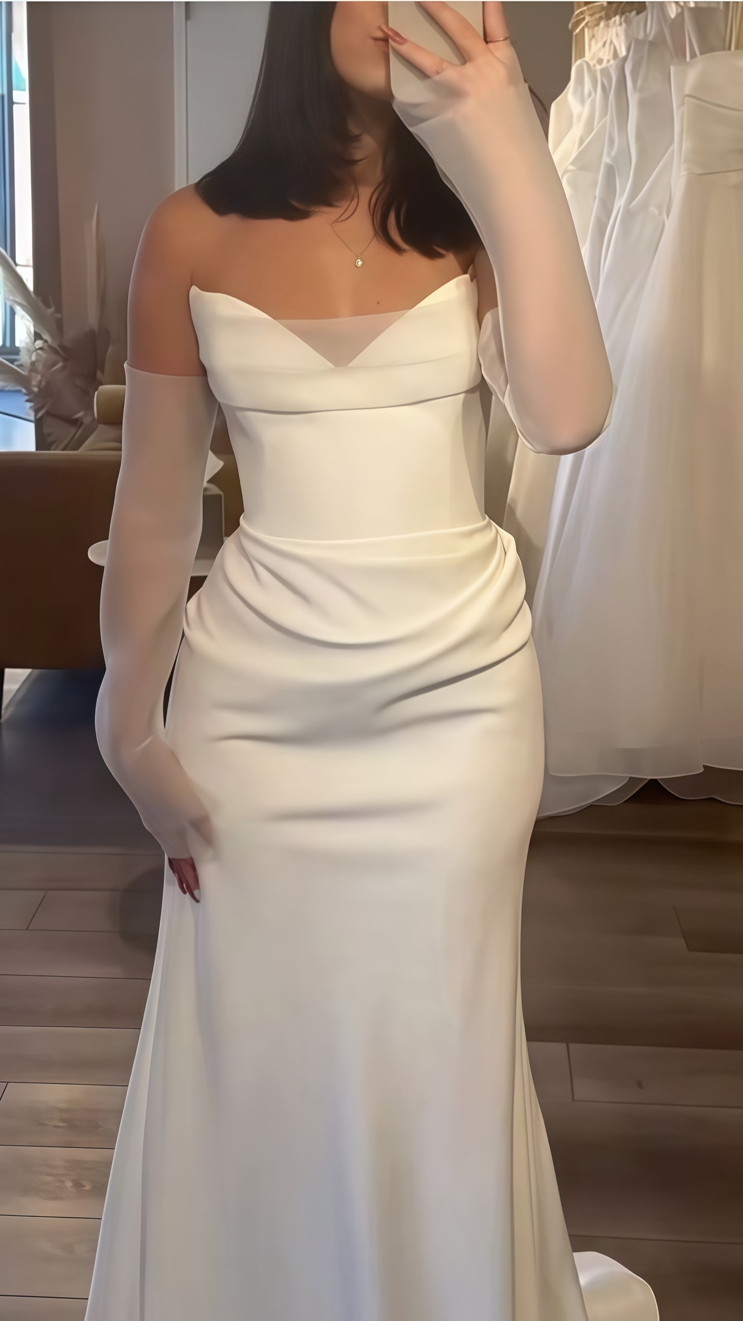 Sweetheart White Mermaid Long Wedding Dress, LTP3754