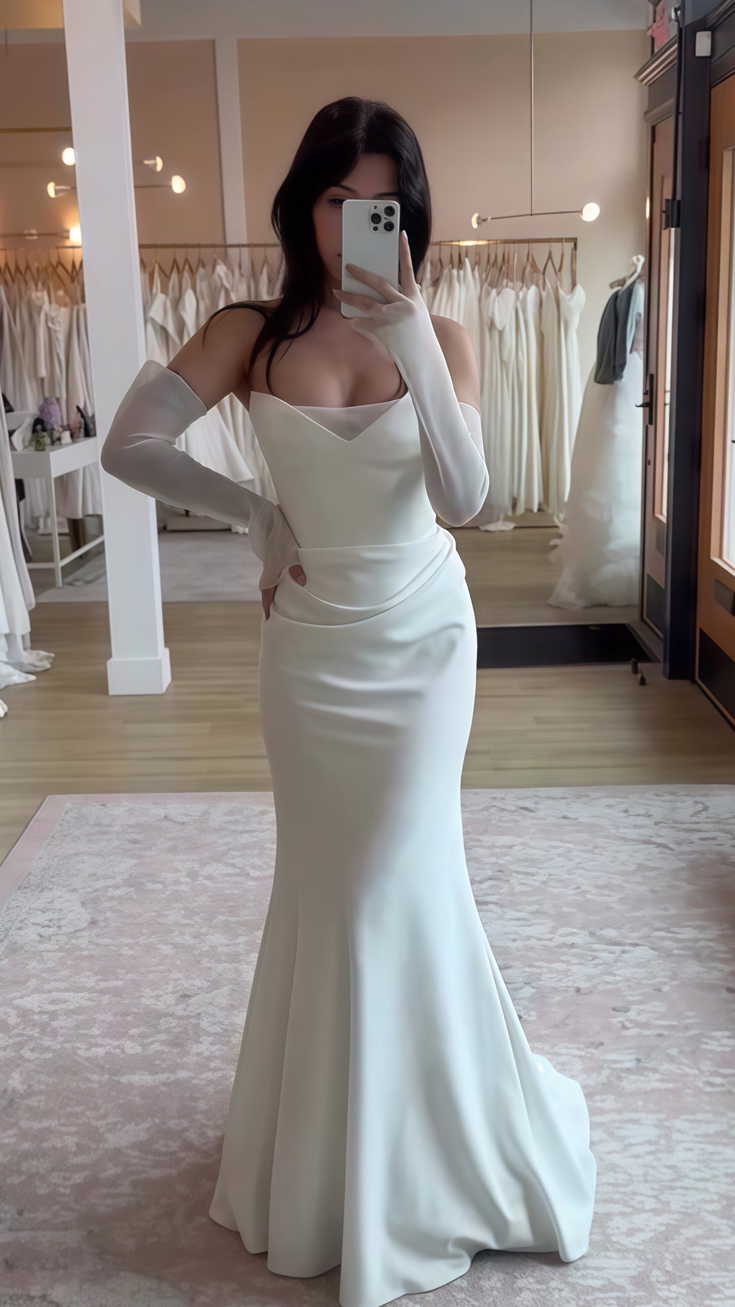 Sweetheart White Mermaid Long Wedding Dress, LTP3754