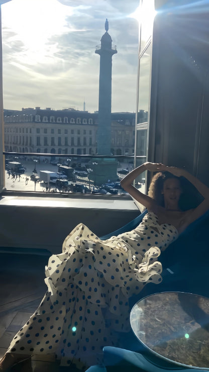 Sweetheart Dots Ruffle Chiffon Prom Dress, LTP3504