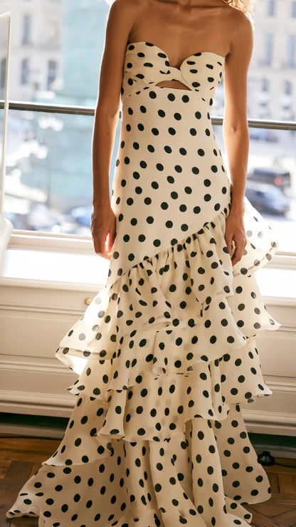 Sweetheart Dots Ruffle Chiffon Prom Dress, LTP3504