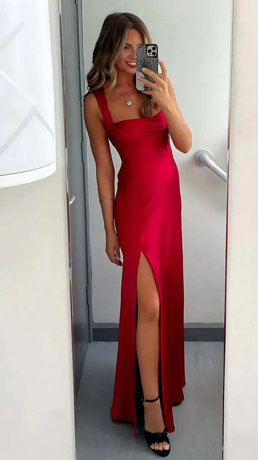 Elegant Sheath Square Neck Yellow Long Prom Dress with Criss Cross Back,LTP4393