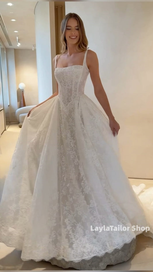 Trends Wedding Dresses Lace Bridal Dress A-Line Wedding Gown,LTP3645