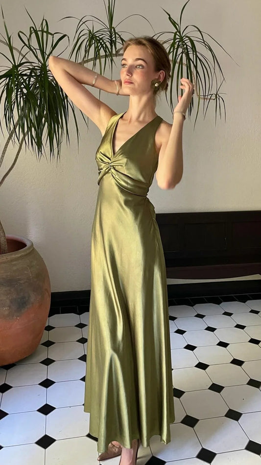 Trendy Senior Prom Dresses, Halter Sheath Satin Party Dress, Tie Up Back Open Formal Outfits,LTP3968