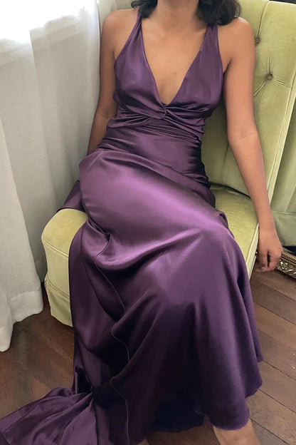 Trendy Senior Prom Dresses, Halter Sheath Satin Party Dress, Tie Up Back Open Formal Outfits,LTP3968