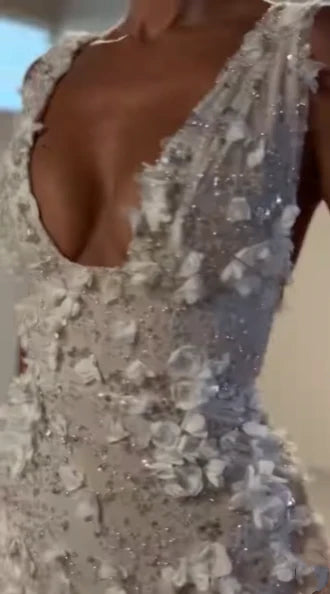 Trendy Wedding Reception Dress, Floral Sparkly Party Dress, Beaded Wedding Dress, Short Bridal Gown Wedding Dresses,LTP3671