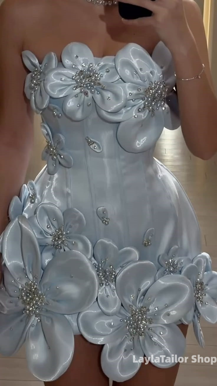 Unique Homecoming Dresses 3D Floral Beaded Hoco Party Dress,LTP3639
