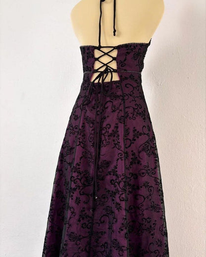 Vintage A Line V Neck Appliques Beads Tulle Satin Prom Dress Evening Dress,LTP4324