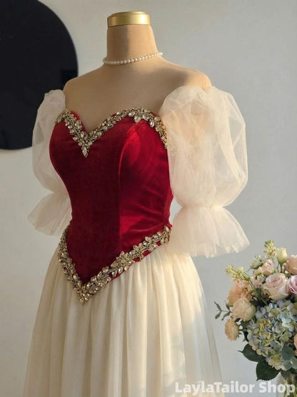 Vintage Birthday Ball Gown Sweetheart Black Beaded Long Prom Dress, LTP82805