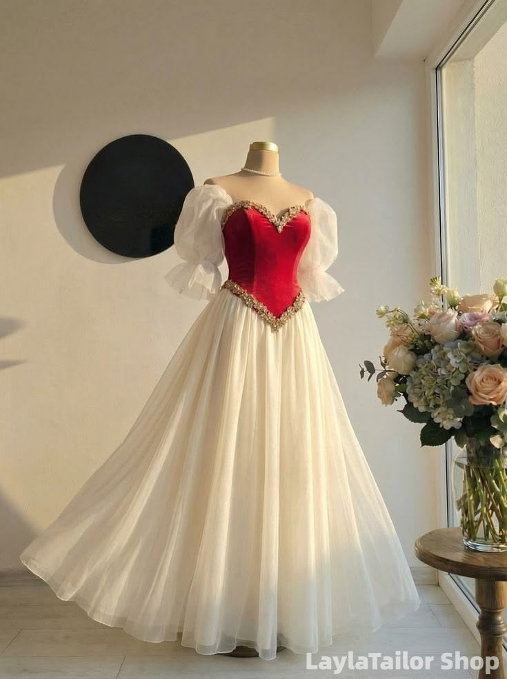 Vintage Birthday Ball Gown Sweetheart Black Beaded Long Prom Dress, LTP82805