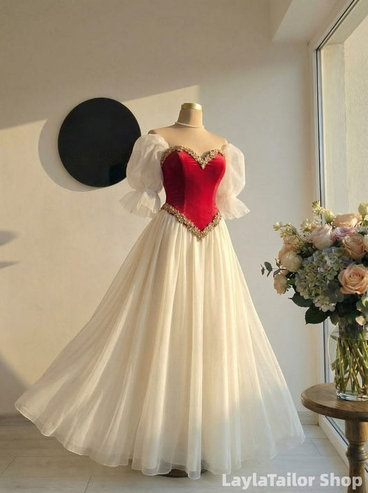 Vintage Birthday Ball Gown Sweetheart Black Beaded Long Prom Dress, LTP82805