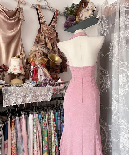 Vintage Bodycon Sweet Halter Senior Prom Dresses Birthday Party Dress Ruffle Debs Gown,LTP4370