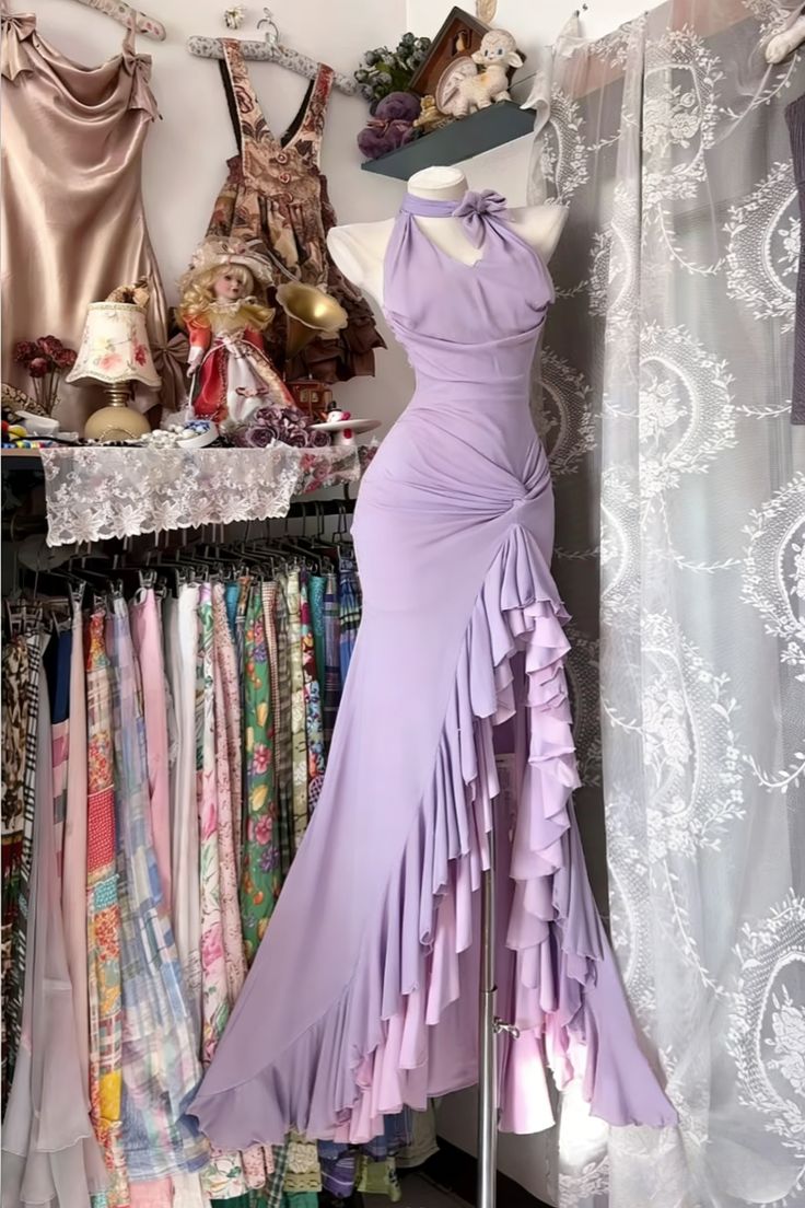 Vintage Bodycon Sweet Halter Senior Prom Dresses Birthday Party Dress Ruffle Debs Gown,LTP4370
