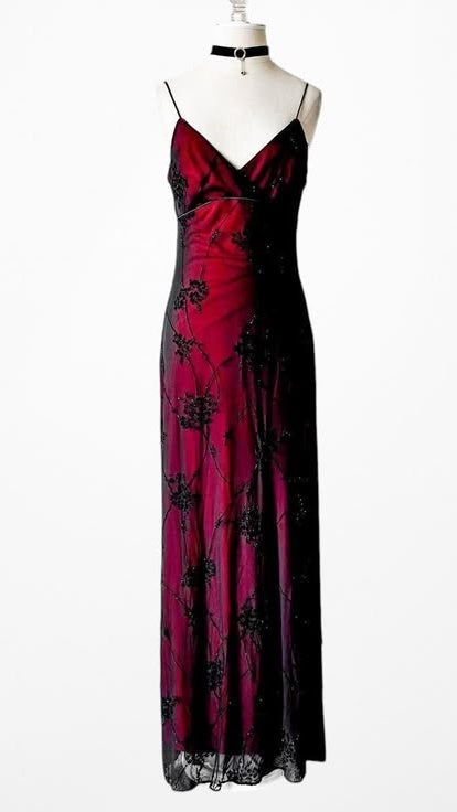 Vintage Burgundy Red Floral Prom Dress Chiffon Lace Bodycon Maxi Dress,LTP4419