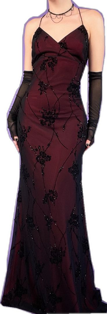 Vintage Burgundy Red Floral Prom Dress Chiffon Lace Bodycon Maxi Dress,LTP4419