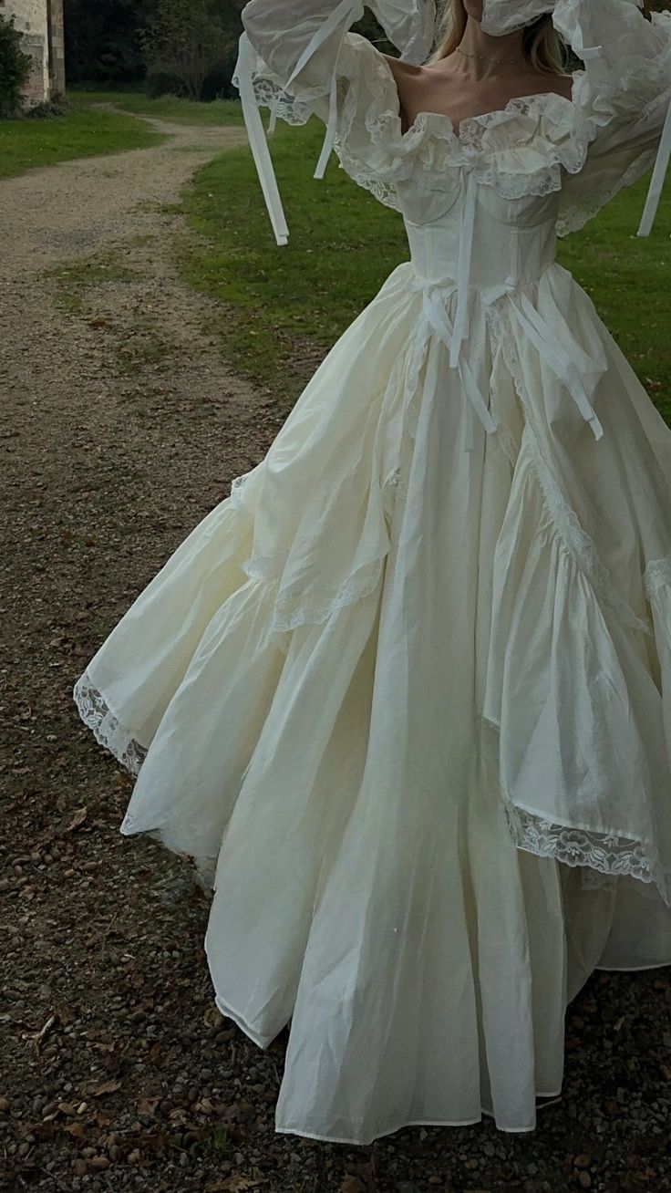 Vintage Cream A-Line Lace Wedding Dress, Sweet Party Dress, LTP3512