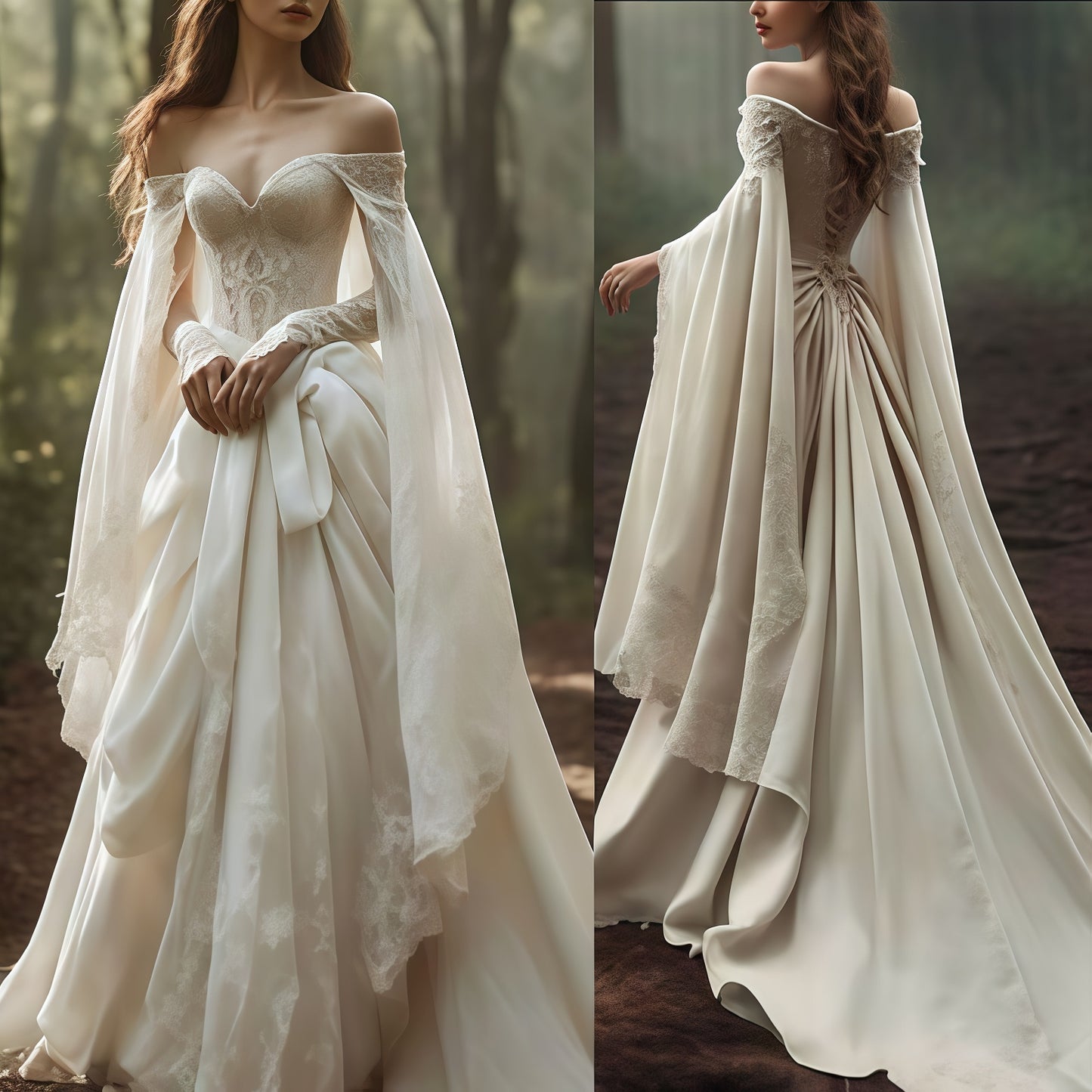 Vintage Off The Shoulder Ivory Lace Wedding Dresses, LTP3470
