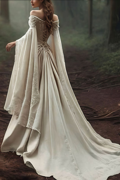 Vintage Off The Shoulder Ivory Lace Wedding Dresses, LTP3470