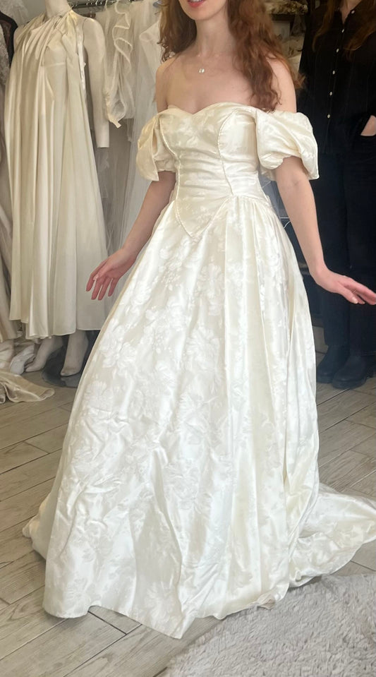 Vintage Off White Wedding Dresses Off Shoulder Bridal Dress,LTP4273