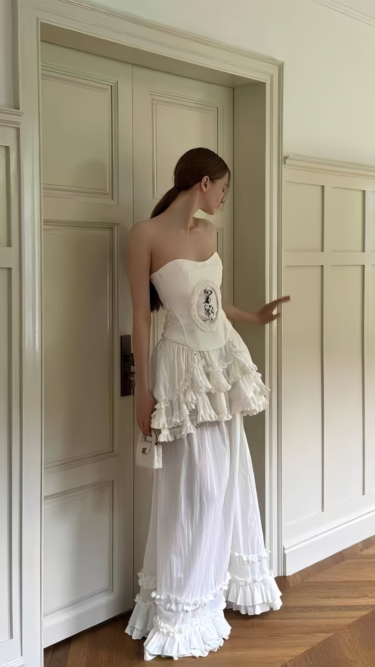 Vintage Party Dresses Sweetheart Ruffle Long Prom Dress,LTP3926
