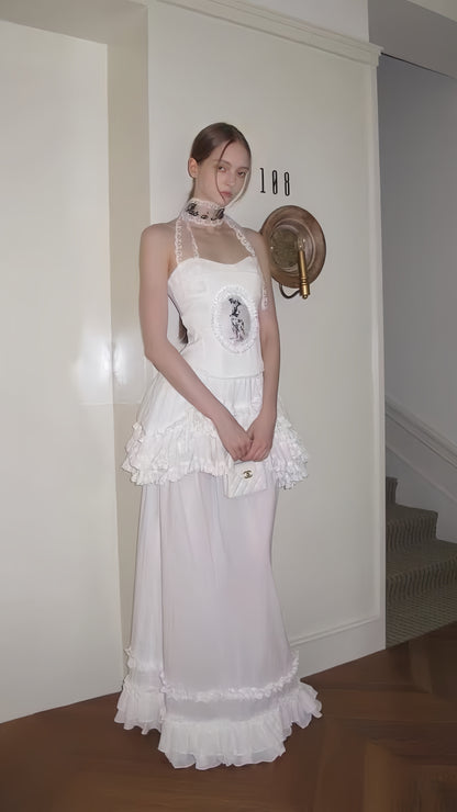 Vintage Party Dresses Sweetheart Ruffle Long Prom Dress,LTP3926
